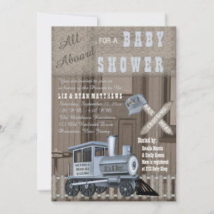 Invitation Baby shower Rustic Train Trailroad Crossing Invita