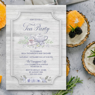 Invitation Baby shower Rustic Wood Tea Party