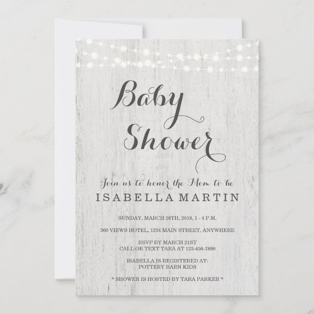 Invitation Baby shower rustique (Devant)