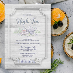 Invitation Baby shower rustique à haute teneur en bois