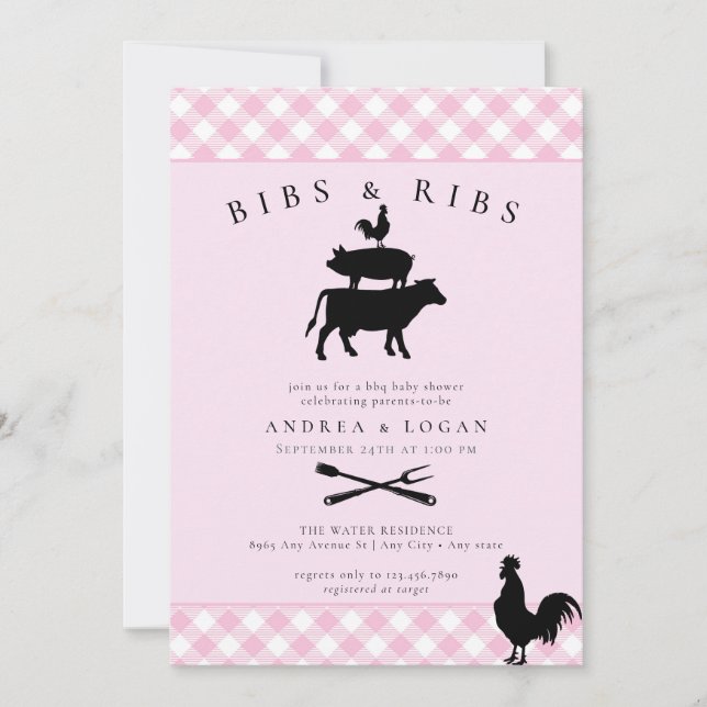 Invitation Baby shower rustique | Barbecue (Devant)