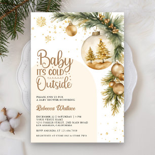 Invitation Baby Shower Rustique Bohème Neutre Noël Hiver