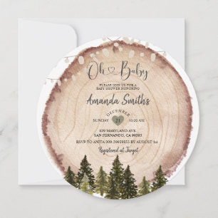 Invitation Baby shower Rustique Bois Chaîne Lumière Invitatio