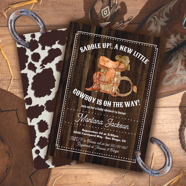 Invitation Baby shower rustique Bois Cowboy (Créateur téléchargé)