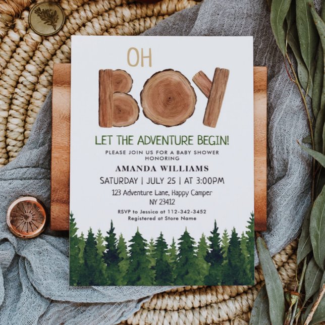 Invitation Baby shower rustique Boy Woodland (Créateur téléchargé)