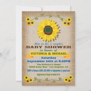 Invitation Baby shower rustique Burlap Sunflower Couples