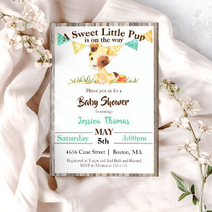 Invitation Baby shower rustique Chien Chien Chien Chien