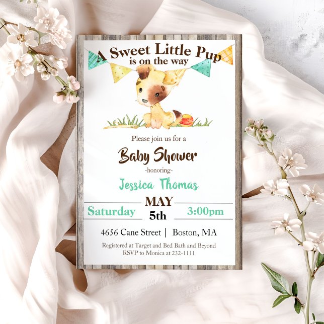 Invitation Baby shower rustique Chien Chien Chien Chien (Créateur téléchargé)