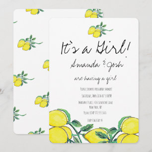 Invitation Baby shower rustique citron aquarelle Citrus Bunch