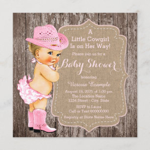 Invitation Baby shower rustique Cowgirl