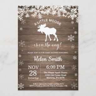 Invitation Baby shower rustique de flocon de neige d'hiver