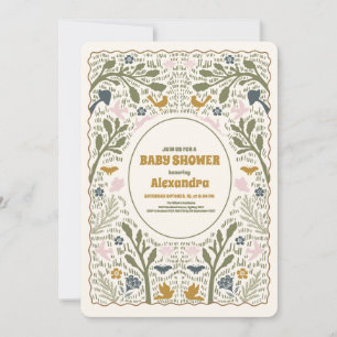 Invitation Baby shower rustique de fougère verte