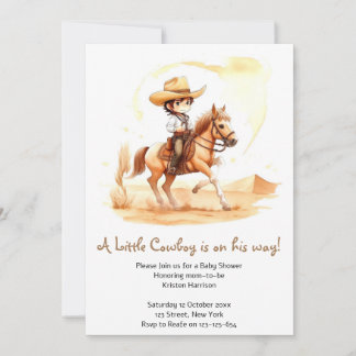 Invitation Baby shower rustique de garçon à la cowboy