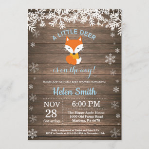 Invitation Baby shower rustique de garçon d'hiver de Fox