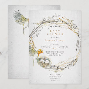 Invitation Baby shower rustique de jumeaux d'aquarelle pour o