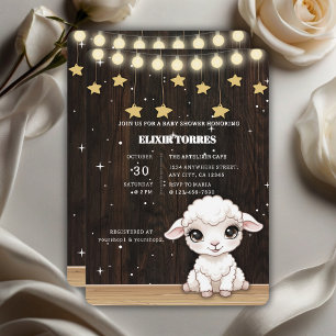 Invitation Baby shower rustique de petit agneau blanc