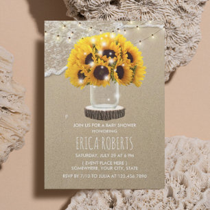 Invitation Baby shower rustique de Sunflower Jar Beach