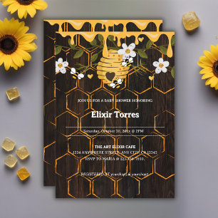 Invitation Baby shower rustique des abeilles domestiques