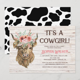 Invitation Baby shower rustique des filles de vache des Highl