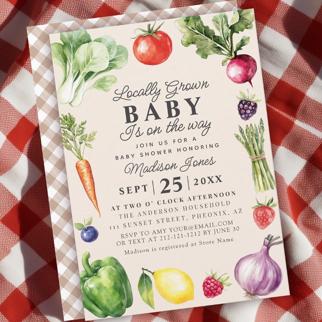 Invitation Baby shower rustique du marché agricole local (Créateur téléchargé)