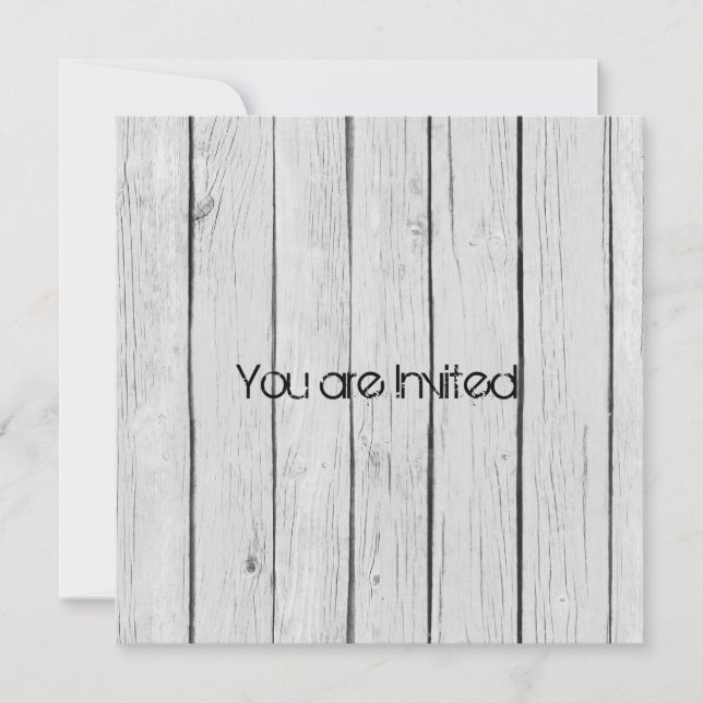 Invitation Baby shower rustique en bois blanc (Devant)