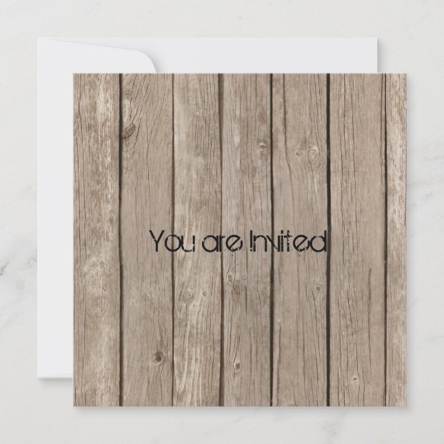 Invitation Baby shower rustique en bois Brown (Devant)