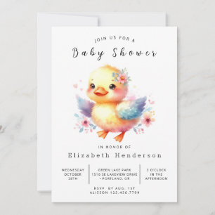 Invitation Baby shower rustique en ligne de canard