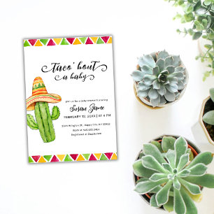 Invitation Baby shower rustique Fiesta Taco Aquarelle Cactus