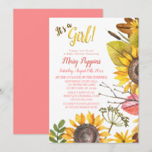 Baby shower rustique Floral Sunflower Garden Girl