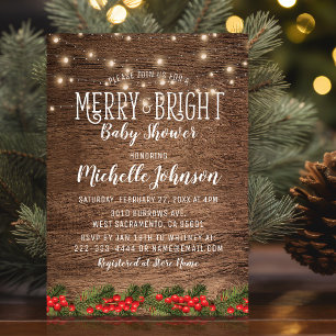 Invitation Baby Shower Rustique Joyeux & Lumineux Lumières de