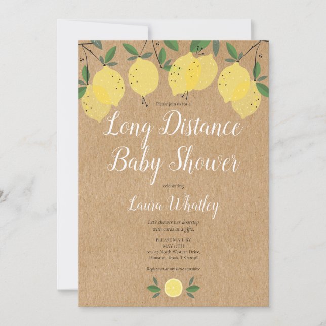 Invitation Baby shower rustique longue distance par Mail Lemo (Devant)
