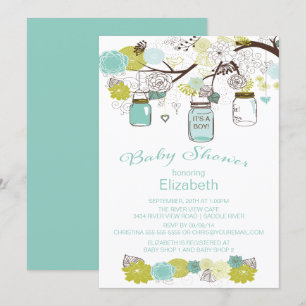 Invitation Baby shower rustique Mason Jar Boys