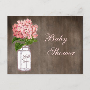 Invitation Baby shower rustique Mason Jar et Pink Hydrangea