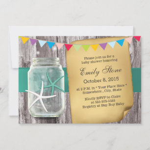 Invitation Baby shower rustique Mason Jar & Starfish