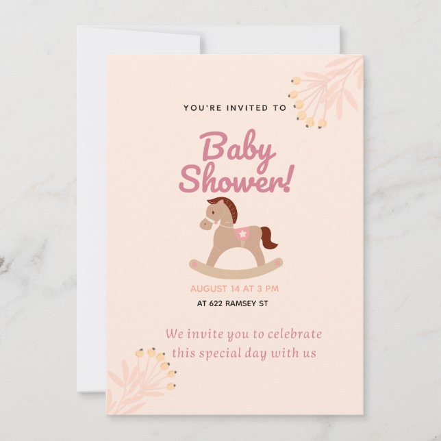 Invitation Baby shower rustique | Modèle modifiabl (Devant)