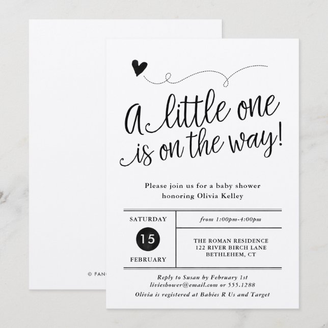 Invitation Baby shower rustique, papier Kraft réel (Devant / Derrière)