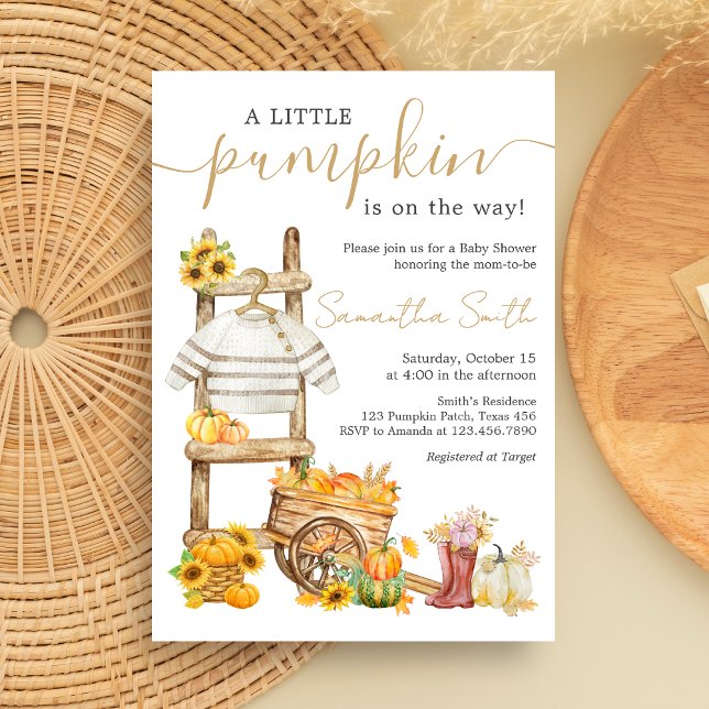 Invitation Baby shower rustique petit Citrouille (A Little Pumpkin Baby Shower Invitation)