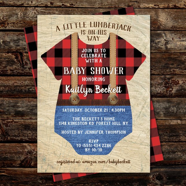 Invitation Baby shower Rustique Plaid Lumberjack Boys (Créateur téléchargé)