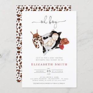 Invitation Baby shower rustique pour garçons d'aquarelle rust