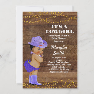 Invitation Baby shower rustique rustique de cowgirl africaine