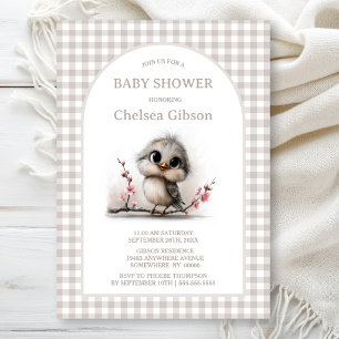 Invitation Baby Shower Rustique sur le Thème des Oiseaux