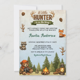 Invitation Baby Shower Rustique sur le Thème du Petit Chasseu