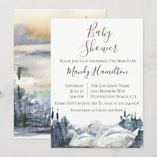 Invitation Baby shower Rustique Swan Lake