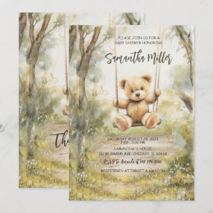 Invitation Baby Shower Rustique Vintage Ours
