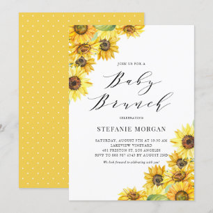 Invitation Baby shower Rustique Watercolor Sunflowers Brunch