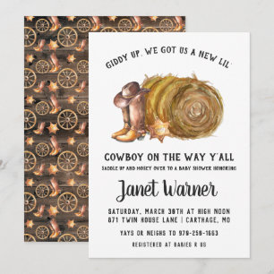 Invitation Baby shower Rustique Western Rodeo Cowb
