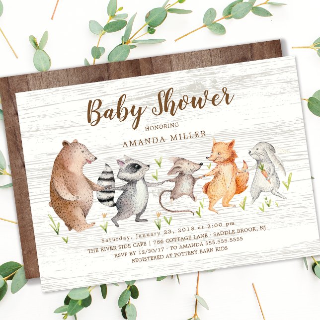 Invitation Baby shower Rustique Woodland Friends (Créateur téléchargé)