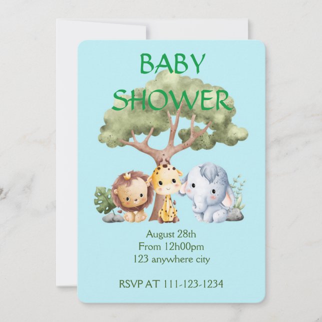 INVITATION BABY SHOWER SAFARI (Devant)