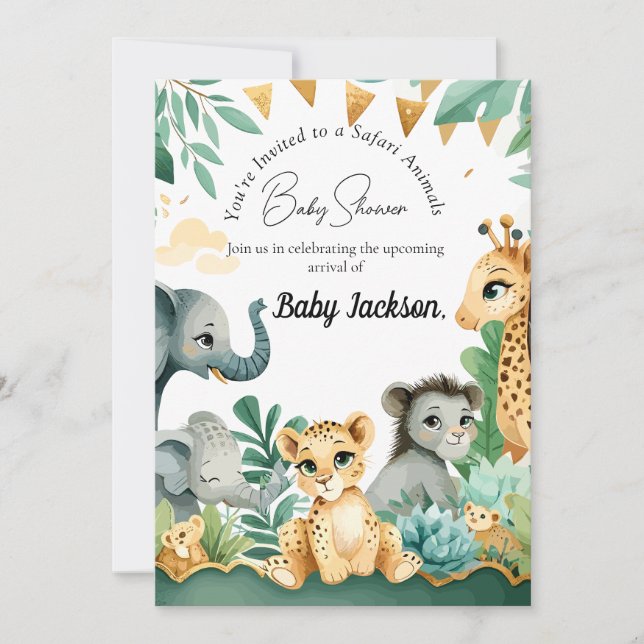 Invitation Baby shower Safari (Devant)
