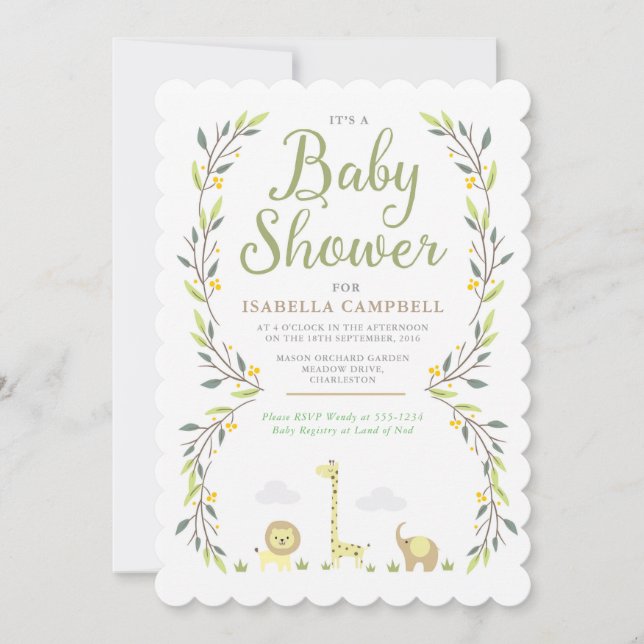 Invitation Baby shower Safari (Devant)